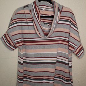 Multi Color Cowl Neck Short Sleeve Shirt Size XL